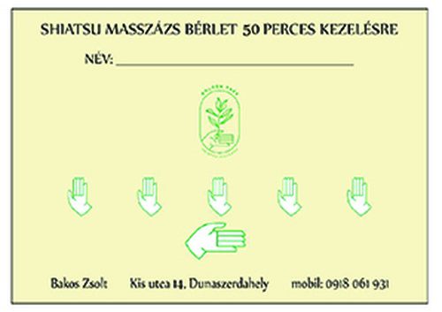 Shiatsu masszázs bérlet